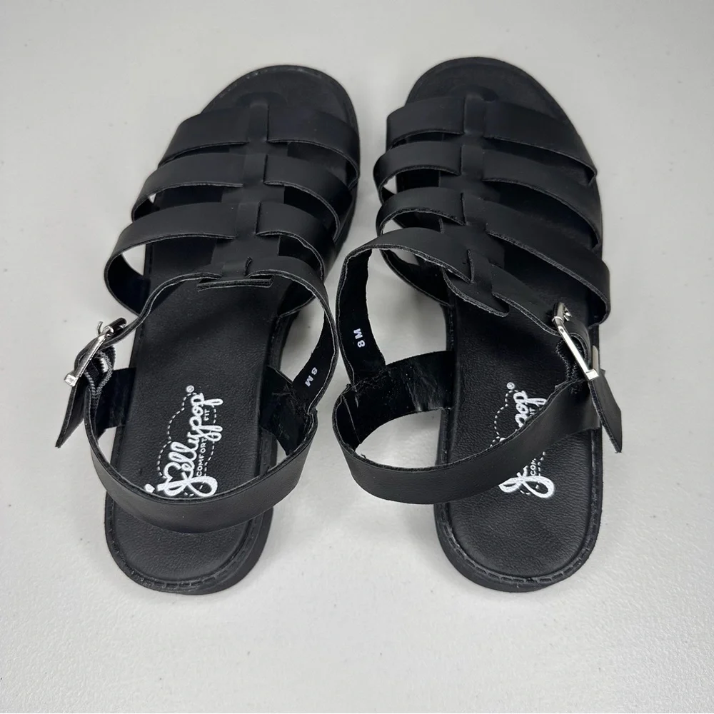 Jellypop Strappy Sandal Women’s Size 8 M Black Fisherman Gladiator Faux Leather - Picture 4 of 9